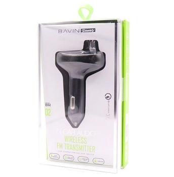 FM-трансмиттер – USB-зарядка в автомобиль BAVIN BM-02 {быстрая зарядка QC, Hands-Free звонки, плеер MP3}