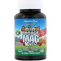 Nature's Plus, Animal Parade, MagKidz, магний для детей, натуральный вишневый вкус, 90 таблеток в форме животн