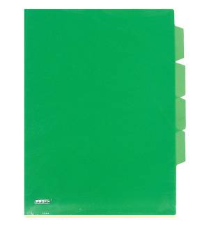 Папка-уголок A4 с тремя отделениями прозрачная зеленая 0.18 мм.  Proff