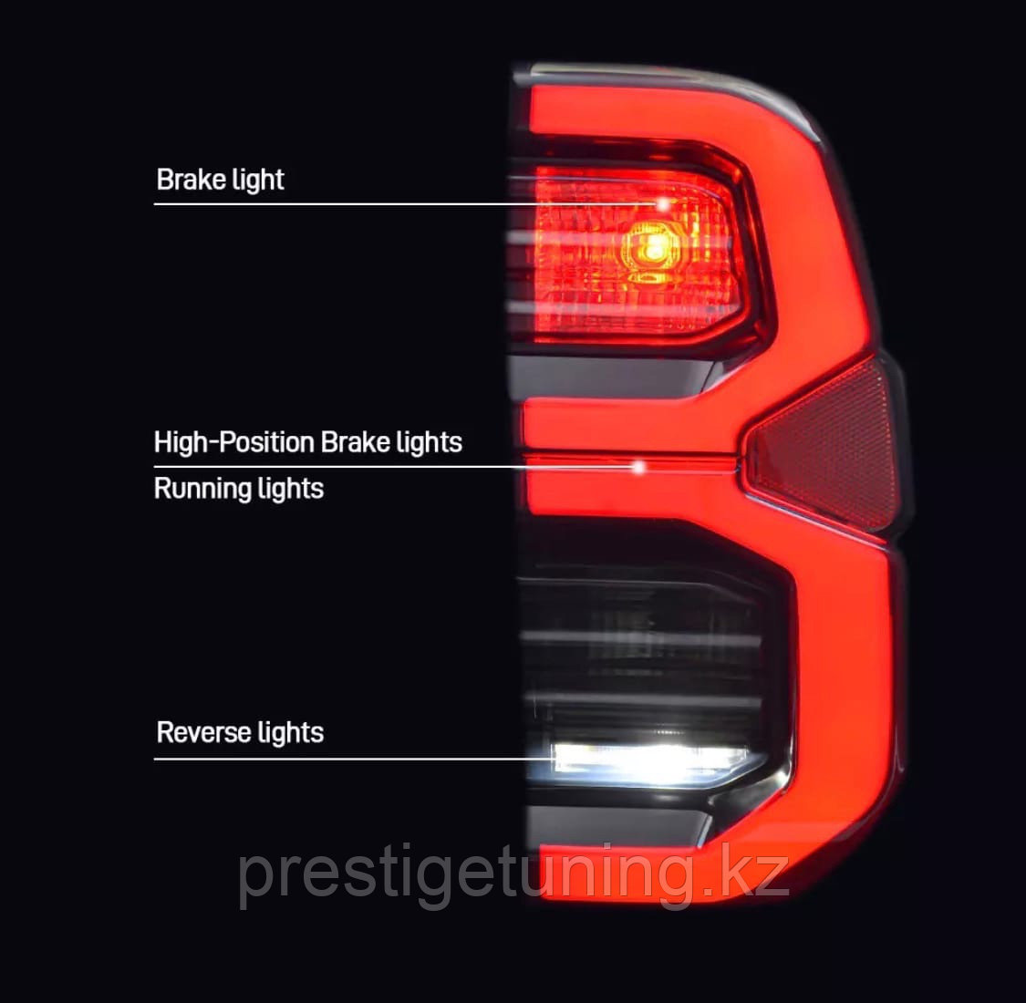 Задние фонари на Toyota Hilux/Revo 2016-22 Dynamic (Красные) - фото 2 - id-p95779538