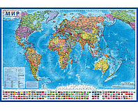 Интерактивная карта мира Политическая. 101*70 см. без ламинациии