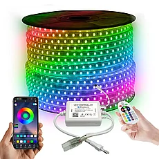 Лента светодиодная в ПВХ оболочке RGB 220 в. 12 мм. Светящаяся лента меняющая цвет светодиодная., фото 2