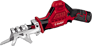 ЗУБР 12В, 1 АКБ (2Ач), в коробке, пила сабельная. СПЛ-125-21