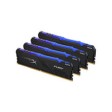 Kingston HX432C16FB3AK4/32 Модуль памяти HyperX Fury RGB DDR4, 32GB(4x8GB), DIMM <PC4-25600/3200MHz>, Чёрный