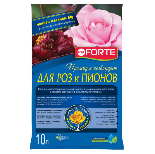 Bona Forte Грунт ПРЕМИУМ для роз и пионов, 10 л