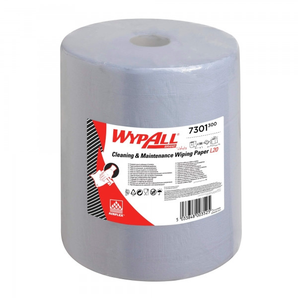 Протирочный материал в рулонах двухслойный голубой WypAll L20 Extra+ 7301 (500 листов в рулоне)