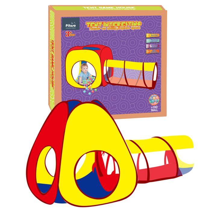Детский игровой дом PITUSO 100 шаров Конус+туннель,190*90*90 см