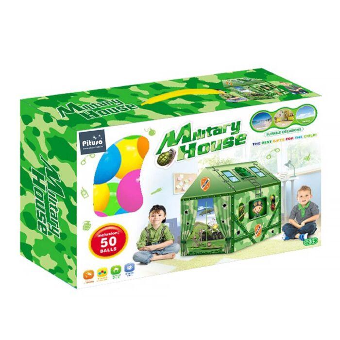 Детский игровой домик PITUSO 50 шаров Милитари,93*69*103см (ПВХ каркас)