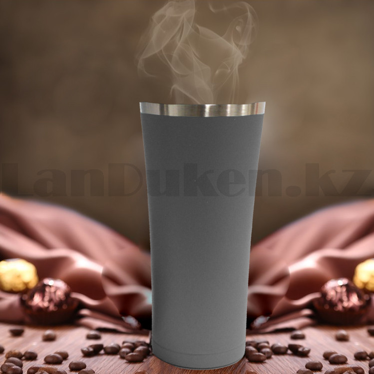 Термокружка с поилкой вакуумная из нержавеющей стали для кофе "Coffee" 600 мл серая - фото 5 - id-p95815984