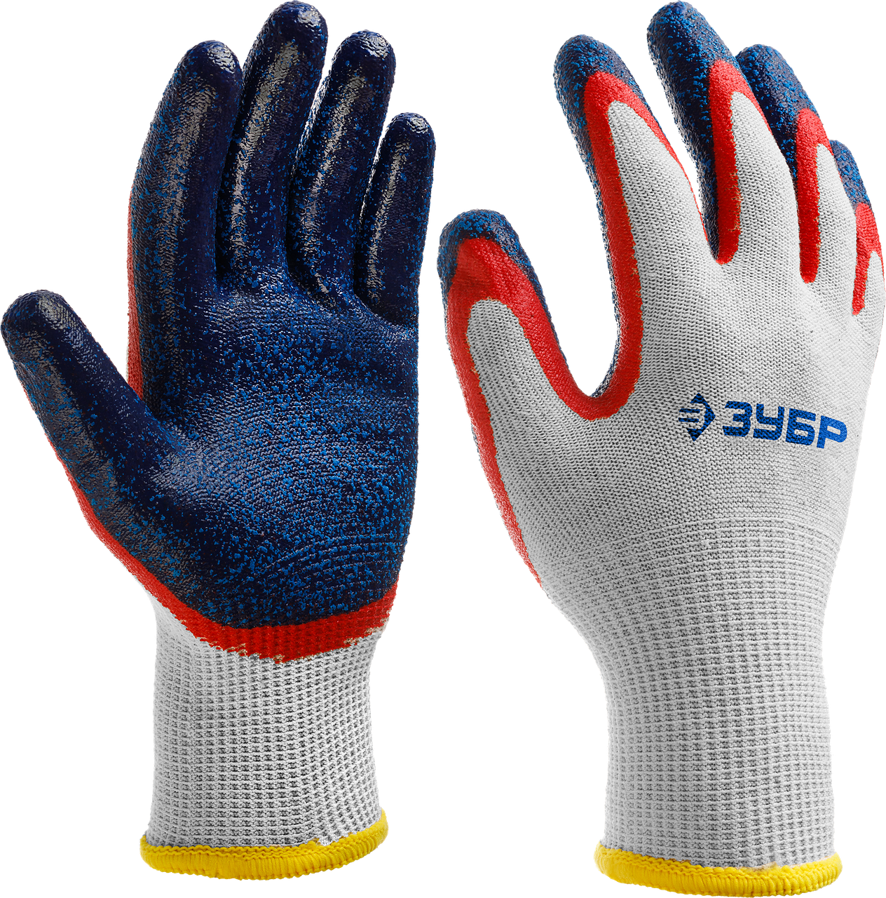 ЗУБР ЗАХВАТ-2, размер S-M, перчатки с двойным текстурированным нитриловым обливом