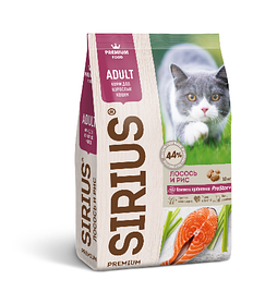 Sirius лосось с рисом сухой корм для взрослых кошек