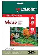 Бумага Lomond A4, 240г/м2, 50 листов, глянцевая, односторонняя