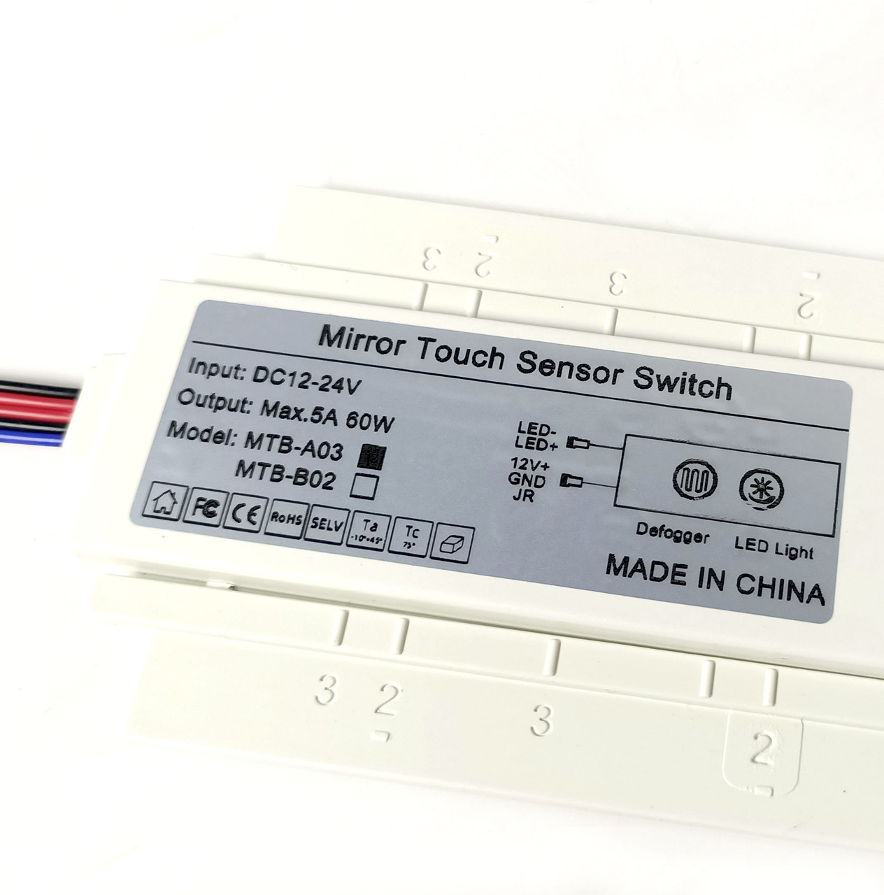 Контроллер MTB-A03 60W сенсорный для зеркал 2 кнопки, 1- on/of + dim 2 - defog - фото 2 - id-p95807560