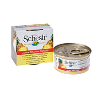 Schesir консервы для кошек кусочки филе в натуральном мягком желе(с тунцом и ананасом) 75 гр., фото 1