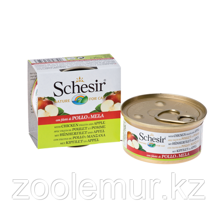Schesir консервы для кошек кусочки филе в натуральном мягком желе (с тунцом и яблоком) 75 гр.