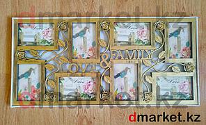 Фоторамка-коллаж на 8 фотографий, пластик, бронзовая