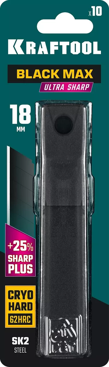 KRAFTOOL BLACK MAX 18 мм лезвия сегментированные, 8 сегментов, 10 шт - фото 4 - id-p95898779