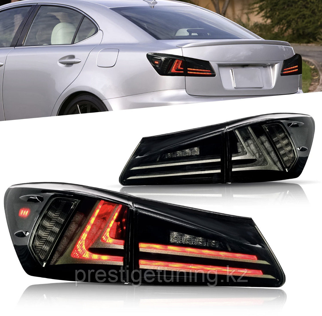 Задние фонари на Lexus IS 2006-12 дизайн 2017 Дымчатые