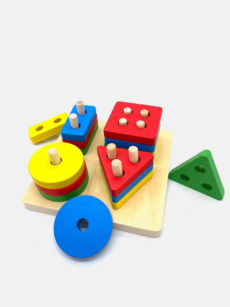 Развивающая деревянная игрушка с геометрическими фигурами, сортер, монтессори