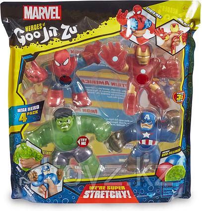 GooJitZu Игровой набор 4 тянущиеся фигурки Марвел: Халк, Человек-паук, Капитан Америка, Железный человек 38450