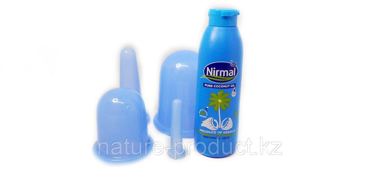 Массажный набор Nirma. Кокосовое масло100мл +банки 4 шт