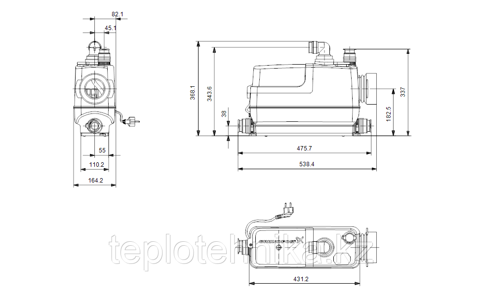 Канализационная насосная станция Sololift2 СWC-3 - фото 2 - id-p95911699