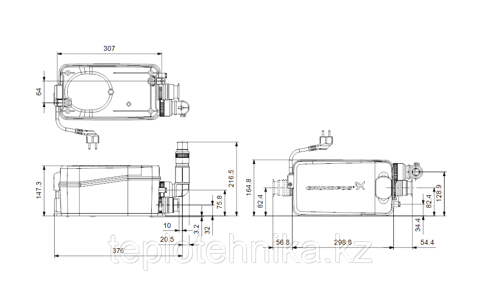 Канализационная насосная станция Sololift2 D-2 - фото 2 - id-p73995872