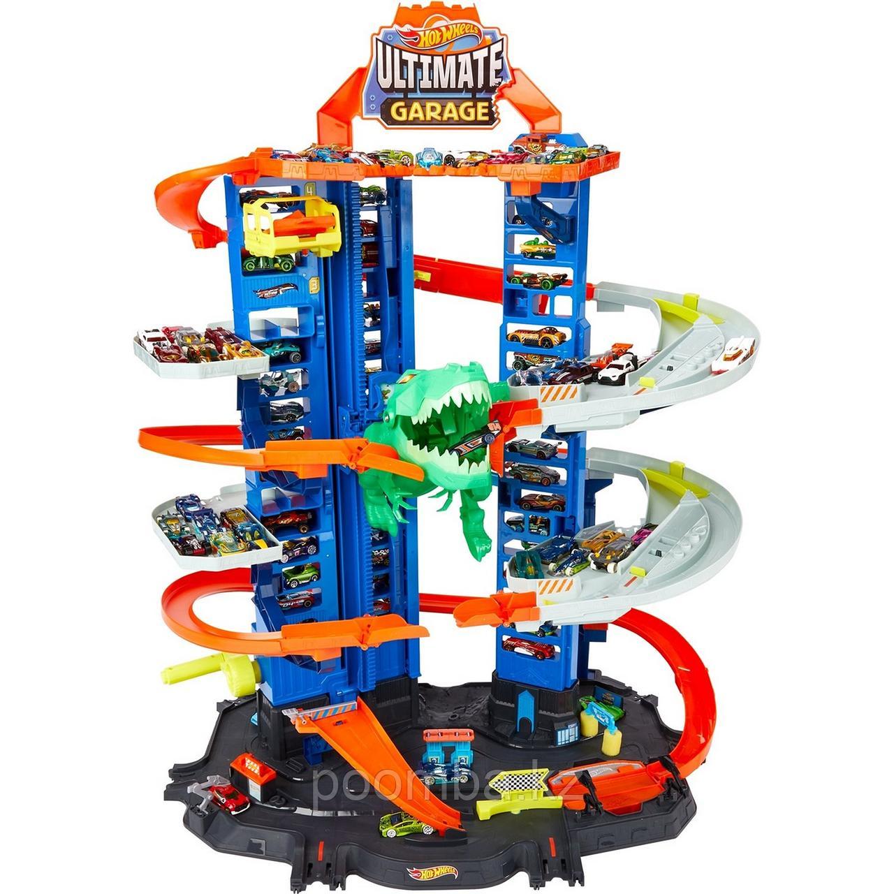 Трек Хот Вилс Набор игровой Hot Wheels Сити Невообразимый гараж с тиранозавром