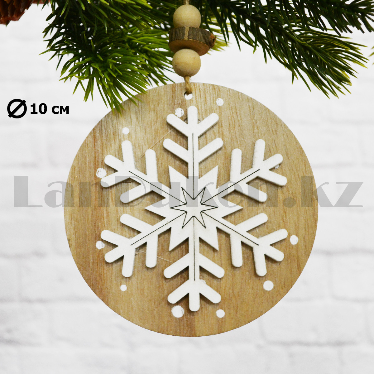 Подвесной декор деревянный Снежинка в ассортименте