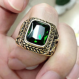 Перстень-печатка "Зеленый корунд", фото 2