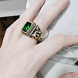 Перстень-печатка "Зеленый корунд", фото 4