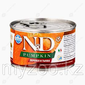 Фармина N&D Dog Pumpkin Консервы, перепел Adult mini, 140г