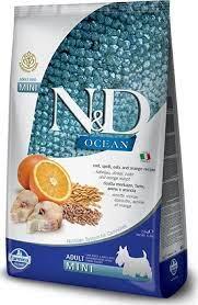 Фармина N&D Dog Ocean треска, спельта, овес и апельсин для вз.собак мини, 0,8кг