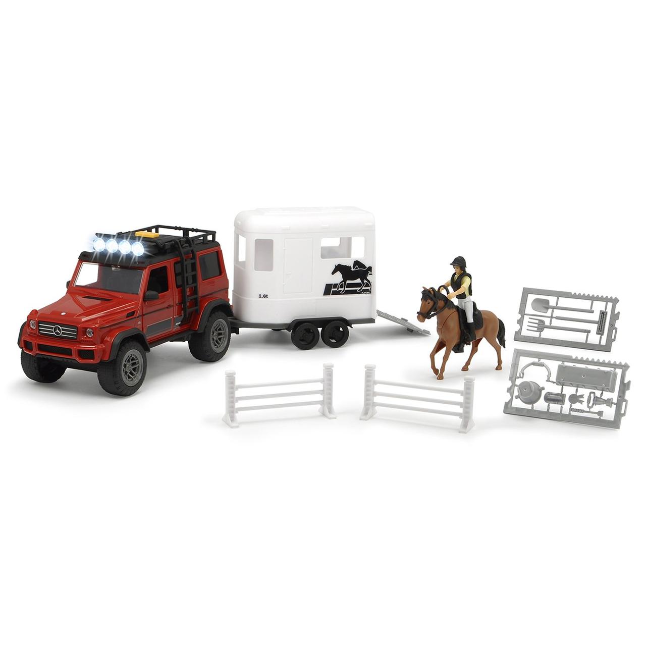Dickie Toys PlayLife Набор для перевозки лошадей Mercedes-Benz AMG 500 4x4, 23 см (свет, звук)