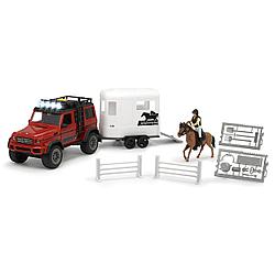Dickie Toys PlayLife Набор для перевозки лошадей Mercedes-Benz AMG 500 4x4, 23 см (свет, звук)