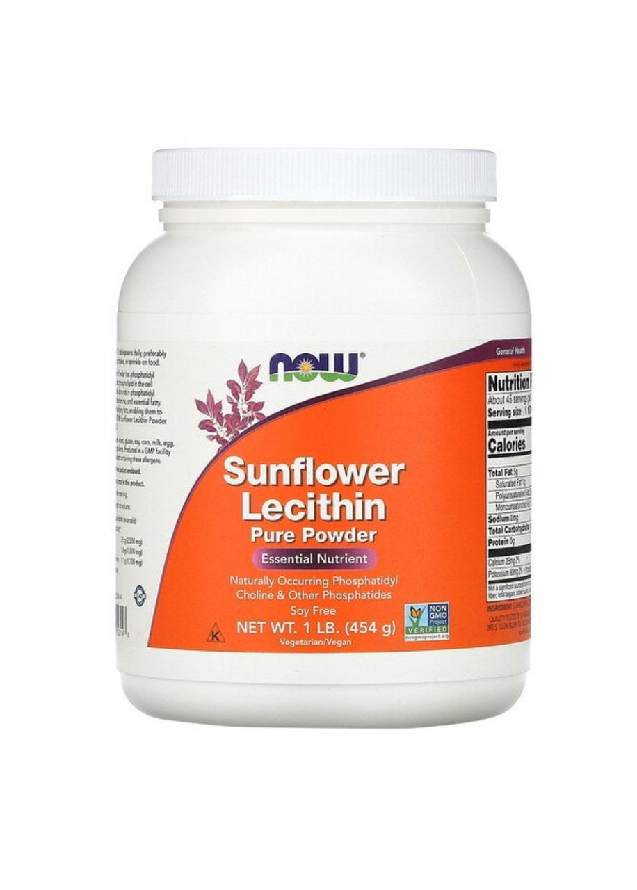 NOW Foods Подсолнечный лецитин, чистый порошок, 454 г (1 фунт) - фото 1 - id-p95940068