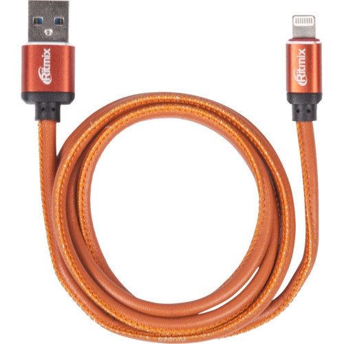 Кабель Apple Ritmix RCC-425 lightning-USB 2.5 A Leather оранжевый - фото 1 - id-p95940790