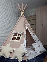 Детская палатка вигвам Оленята с ковриком и подушками 6-ти гранный