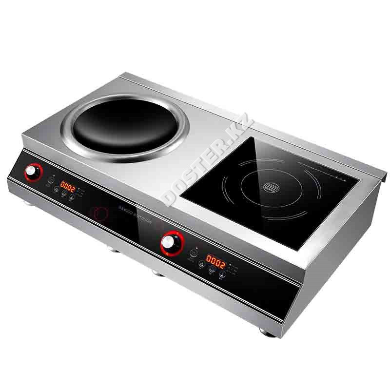 Настольная индукционная плита 2 конфорки, плоская и овальная 5 KW, фото 1