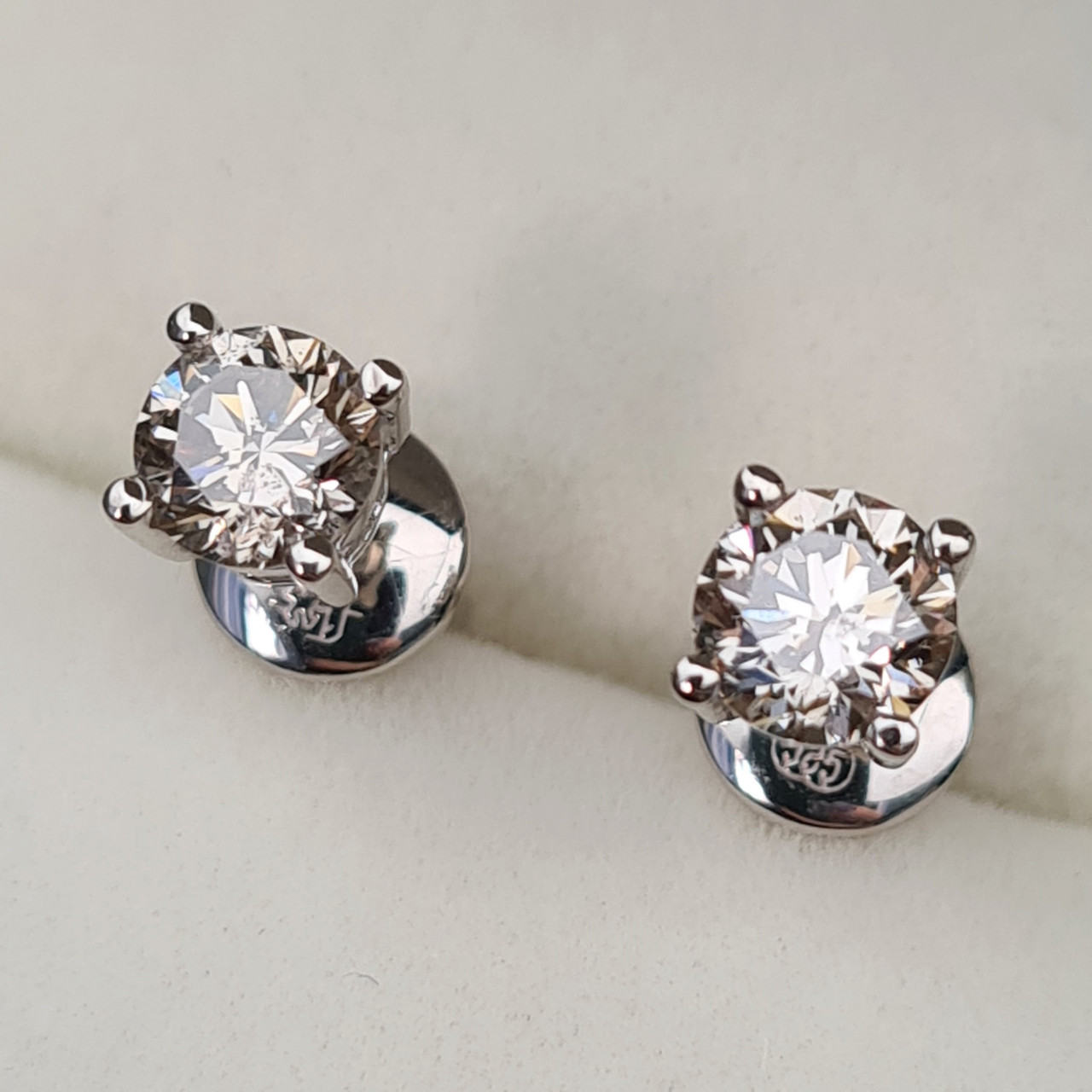 Золотые серьги с бриллиантами 1.03Ct SI2/K, G-Cut
