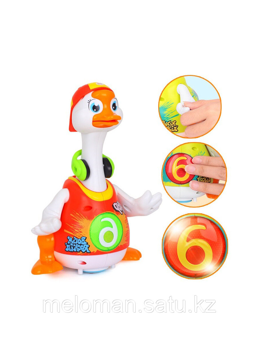 Интерактивный Гусь со светом и музыкой, развивающая игрушка для малышей, красный - фото 6 - id-p95970217