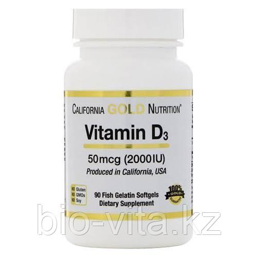 Витамин D3, Д3  2000 МЕ, 90 капсул  California gold nutrition