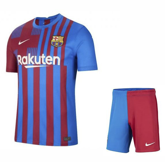 Футбольная форма ФК Барселона 2021-2022 домашняя взрослая (комплект футболка+шорты) - фото 1 - id-p95976340