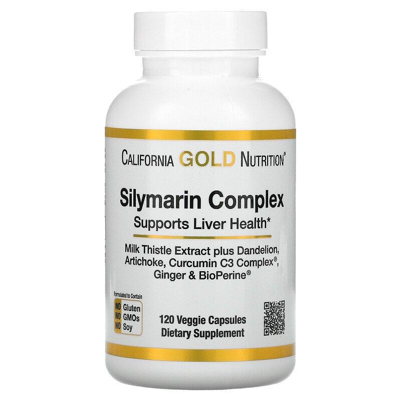 Силимариновый комплекс, здоровье печени, 300 мг, 120 вегетарианских капсул, California Gold Nutrition - фото 1 - id-p95976469