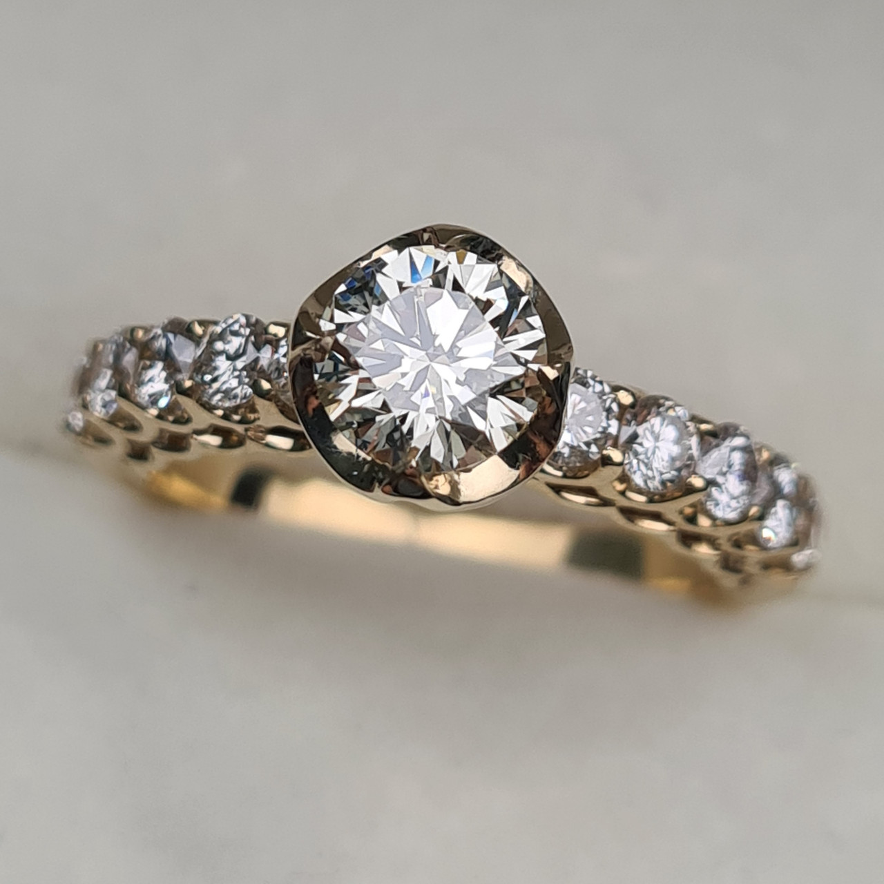 Золотое кольцо с бриллиантами 1.61Ct VS1/I, EX-Cut