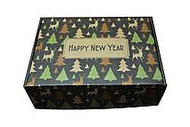 Коробка "Happy new year" черная (230*170*80)