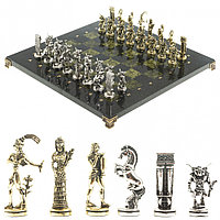 Набор для игры в шахматы подарочный "Минотавр" доска 36х36 см каменная из змеевика фигуры металлические