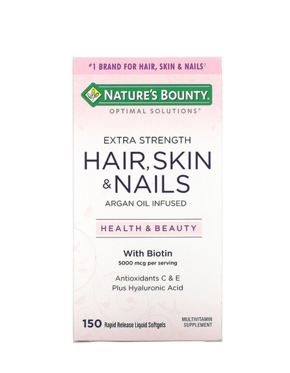 NATURES BOUNTY Optimal Solutions, средство с повышенной силой, для здоровья волос, кожи и ногтей, 150 кап. - фото 1 - id-p95985861