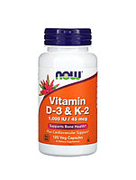 NOW Foods витамины D3 и K2, 120 растительных капсул