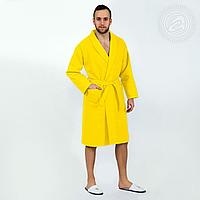 Халат банный мужской с капюшоном, желтый , размер S/M,